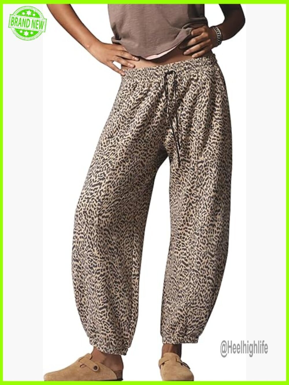 Leopard Print Joggers Women's Sweatpants Barrel Leg Lounge Pants with Pockets